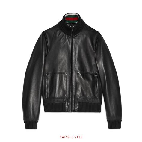 leather gucci jacket|gucci bomber jacket men's.